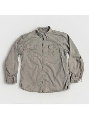 Carhartt FR Flame Resistant Safety Work Shirt Men's Large Grey FRS160 Workwear